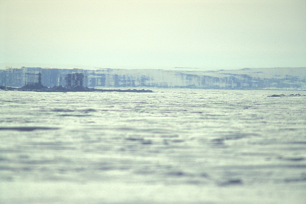 Mirage of land over the Arctic Ocean.