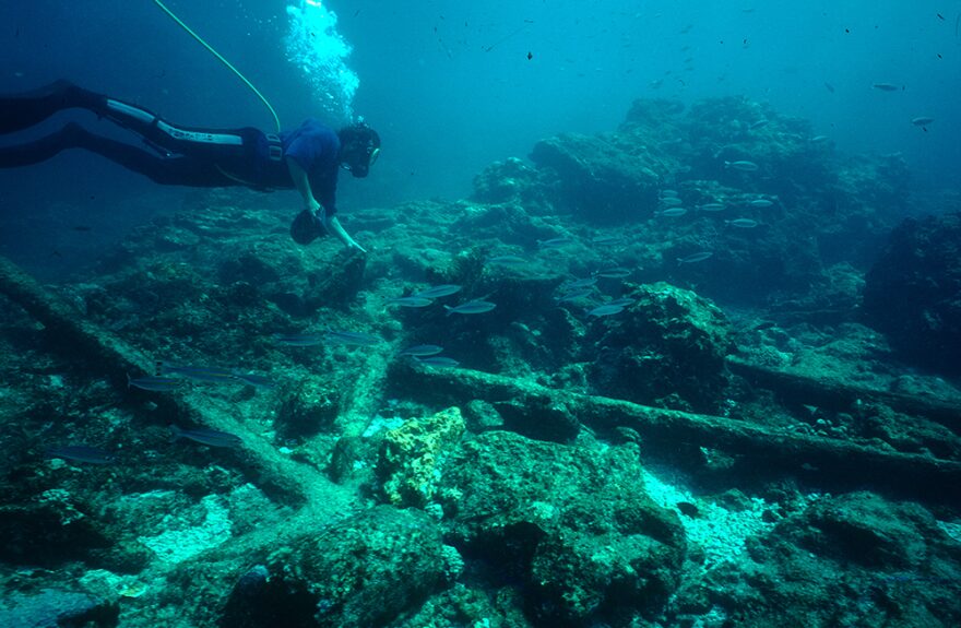 A diver underwater